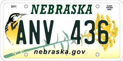 NE license plate ANV436