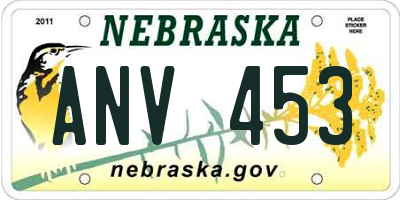 NE license plate ANV453