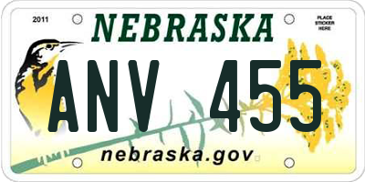 NE license plate ANV455