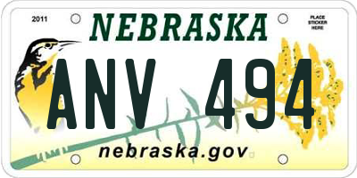 NE license plate ANV494