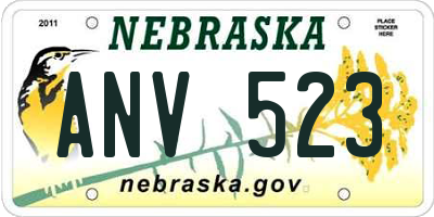 NE license plate ANV523