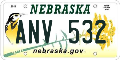NE license plate ANV532