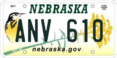 NE license plate ANV610