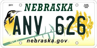 NE license plate ANV626