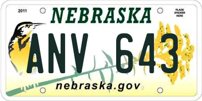 NE license plate ANV643