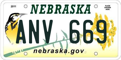 NE license plate ANV669