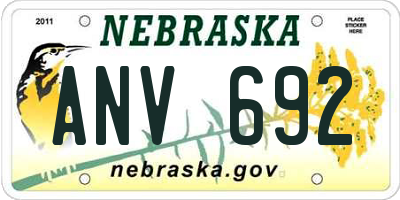 NE license plate ANV692