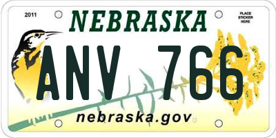NE license plate ANV766