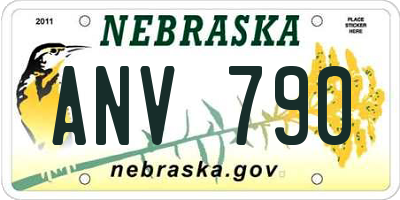NE license plate ANV790