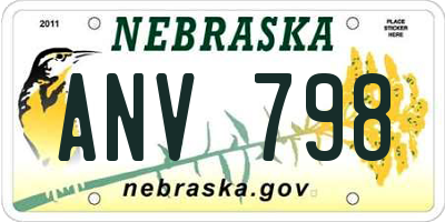 NE license plate ANV798