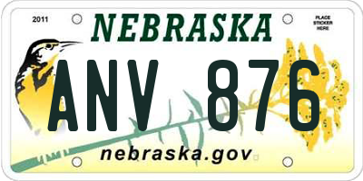 NE license plate ANV876