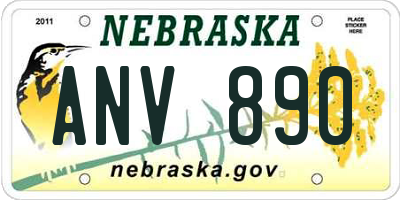 NE license plate ANV890
