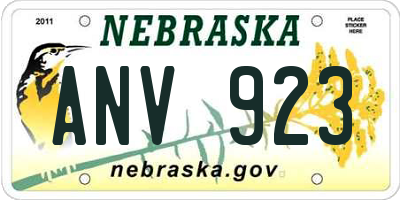 NE license plate ANV923