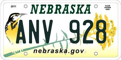 NE license plate ANV928