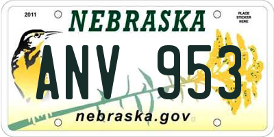 NE license plate ANV953