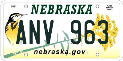 NE license plate ANV963
