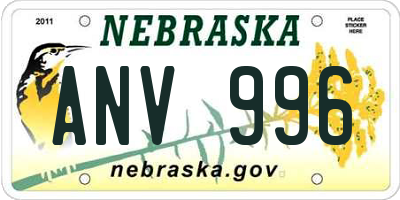 NE license plate ANV996
