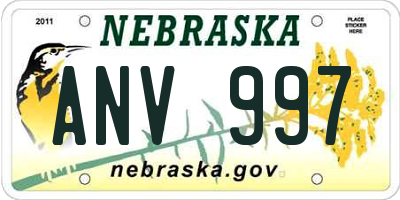 NE license plate ANV997