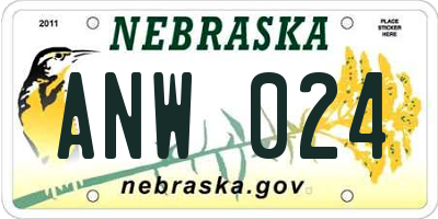 NE license plate ANW024