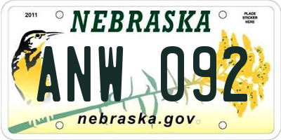 NE license plate ANW092