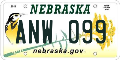 NE license plate ANW099