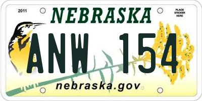 NE license plate ANW154
