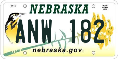 NE license plate ANW182