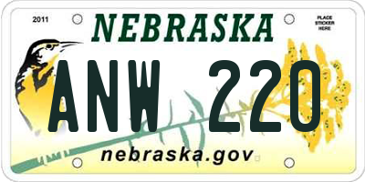 NE license plate ANW220