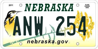 NE license plate ANW254