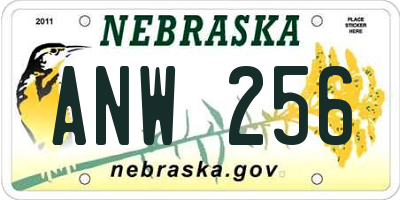 NE license plate ANW256
