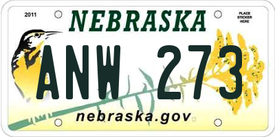 NE license plate ANW273