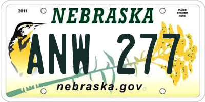NE license plate ANW277