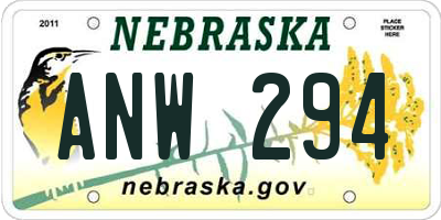 NE license plate ANW294