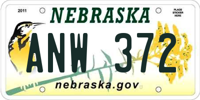 NE license plate ANW372