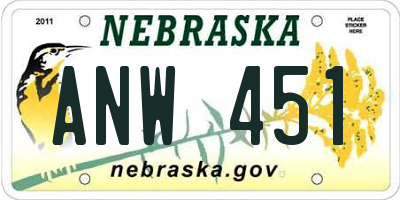 NE license plate ANW451
