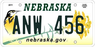 NE license plate ANW456