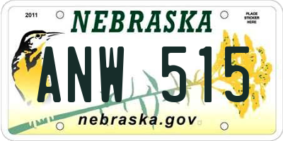 NE license plate ANW515