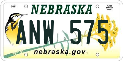 NE license plate ANW575