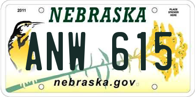 NE license plate ANW615