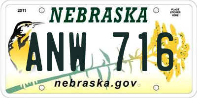 NE license plate ANW716