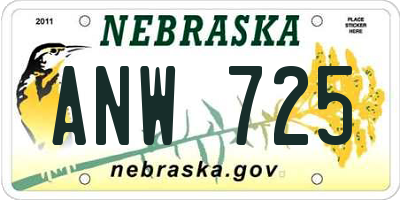 NE license plate ANW725