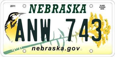 NE license plate ANW743