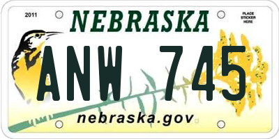 NE license plate ANW745