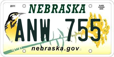 NE license plate ANW755