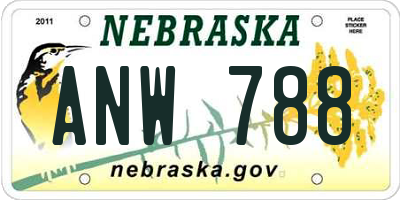 NE license plate ANW788