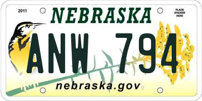 NE license plate ANW794