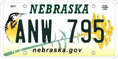 NE license plate ANW795