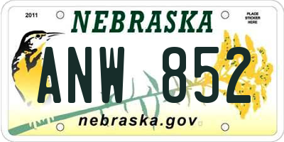 NE license plate ANW852