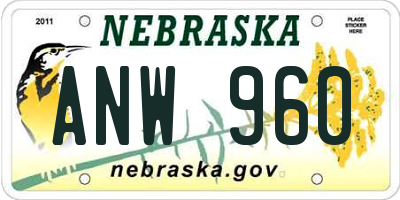 NE license plate ANW960