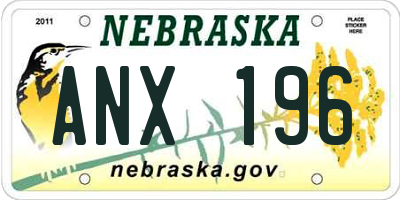 NE license plate ANX196